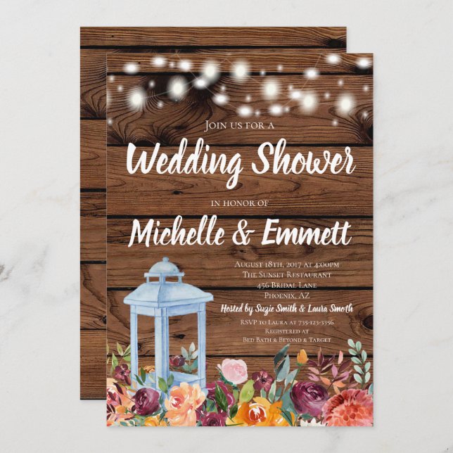 Möhippa för Blommigt för högersidig höst Inbjudningar (Fram/baksida)