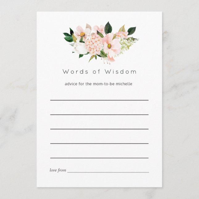 Möhippa för Blommigt för  Rosa med vattenfärg Past Rådkort (Framsida)