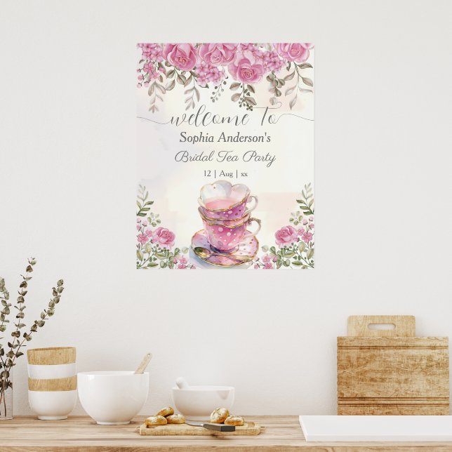 Möhippa för  Blommigt i Tea Party Poster (Kök)