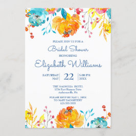 Möhippa för Blommigt med ljusfärgad vattenfärg Inbjudningar