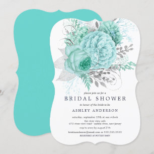 Möhippa för Blommigten Aqua & Silver Inbjudningar