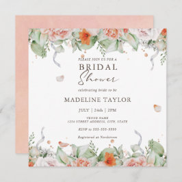 Möhippa för Blommigten  för elegant Peach Watercol Inbjudningar