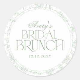 Möhippa för Blommigten Gree Toile Vintage Runt Klistermärke