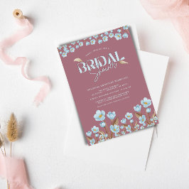 Möhippa för Blommigten med vintage blå vattenfärg Inbjudningar