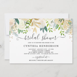 Möhippa för Blommigten om elfenbensenery Guld Bloo Inbjudningar