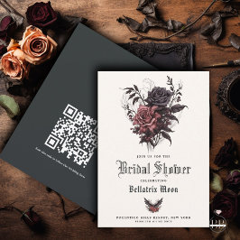 Möhippa för Blommigten QR Goth Rosewood Black Ro Inbjudningar