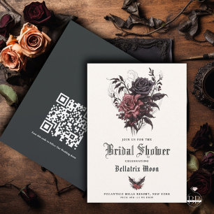 Möhippa för Blommigten QR Goth Rosewood Black Ro Inbjudningar