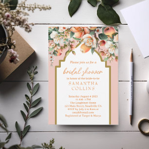 Möhippa för Blommigten Watercolor Peach Guld Inbjudningar