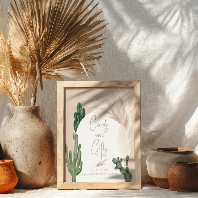 Möhippa för boho cactus pampas-kort poster (Boho cactus pampas cards gifts bridal shower poster)