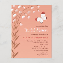 Möhippa för Boho Chic Butterfly Blommigt Elegant Inbjudan Vykort