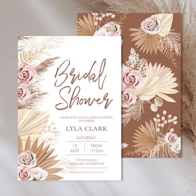 Möhippa för Boho fall rustic Pampas Blommigt Inbjudningar (Skapare uppladdad)