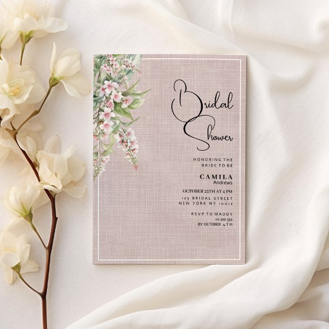 Möhippa för botanisk rustik rosa mynta blommigt inbjudningar (Botanical rustic pink mint floral Bridal Shower)