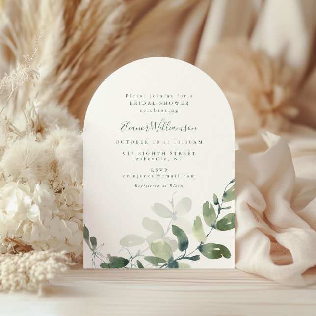 Möhippa för botaniska eukalyptus Boho Arch Shape Inbjudningar (Skapare uppladdad)