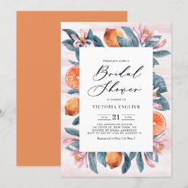 Möhippa för botaniska Orangar och Rosa Blommar Inbjudningar