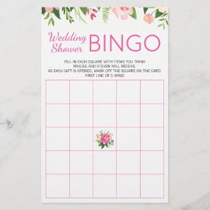 Möhippa för Bright Rosa Blommigt Bingo Game