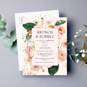 Möhippa för Brunch & Bubly-Blommigt Inbjudan Vykort