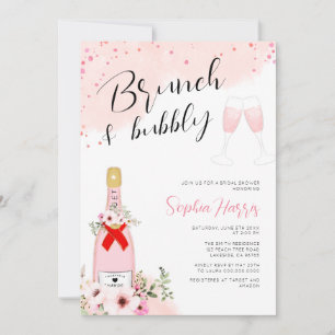 Möhippa för Brunch och Rosa av bubblor Inbjudningar