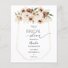 Möhippa för budgeterad, rustik Neutralt Boho Blomm Flygblad