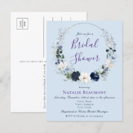 Möhippa för budgetmässig Dusty Blue Botanical Blom Inbjudan Vykort