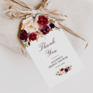 möhippa för burgundär och blommigt presentetikett