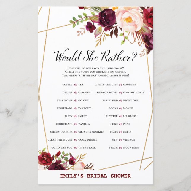 Möhippa för Burgundy-Blommigt, Möhippa (Framsida)