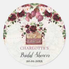 Möhippa för Burgundy Blommigt Travel i chic -  Runt Klistermärke