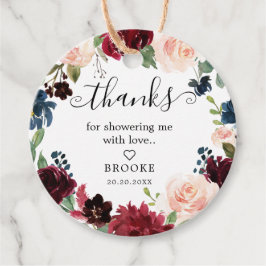 Möhippa för Burgundy Navy Blommigt Blommar Gåvor Etiketter