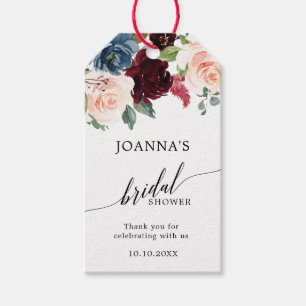 Möhippa för Burgundy Navy Blommigt Blommar Presentetikett