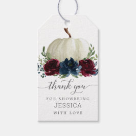 Möhippa för Burgundy Navy Pumpkin-Blommigt Presentetikett