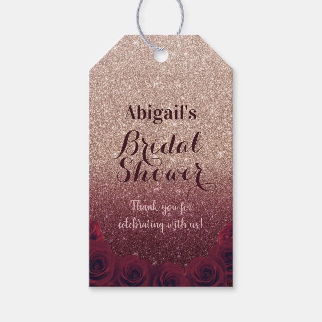 Möhippa för Burgundy & Ro Guld Ombre Presentetikett (Framsidan)