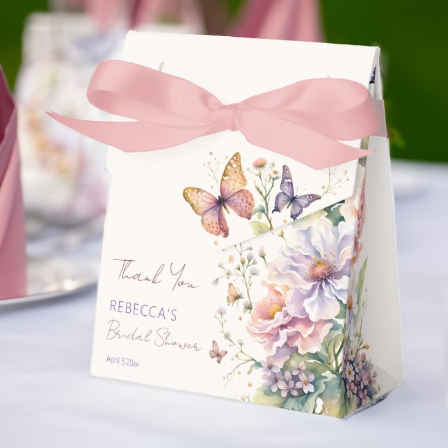 Möhippa för Butterflies blommigt Presentaskar (Lifetime of Butterflies floral bridal shower Favor Box bridal shower favors spring summer garden)