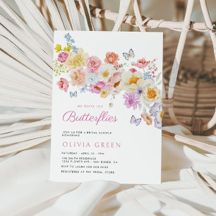 Möhippa för Butterflies Pastel Bloom Blommigt Inbjudningar