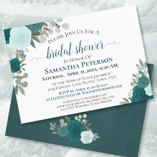 Möhippa för Chic av Rustic Teal Watercolor-Blommig Inbjudningar