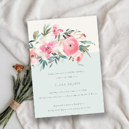 Möhippa för chic Blue Rosa ros Orchid Blommigt Inbjudningar