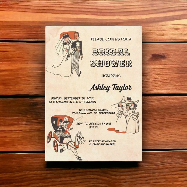 Möhippa för chic med tecknad som återställer gamma inbjudningar (Skapare uppladdad)