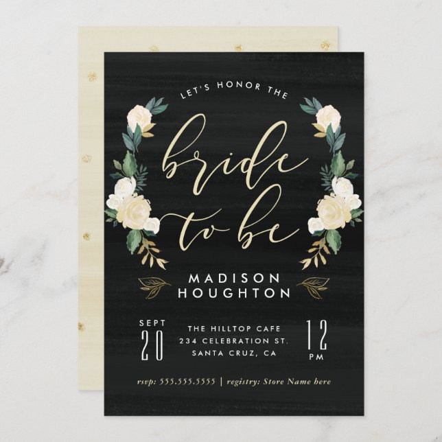 Möhippa för chic som ska vara Blommigt för kalligr Inbjudningar (Fram/baksida)