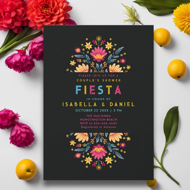 Möhippa för cisternisk kod för mexikanska Rancho F Inbjudningar (rancho mexican wedding couple shower invitation hacienda bright flowers elegant coed fiesta bridal)