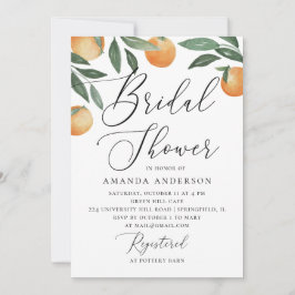 Möhippa för citrusträdgårdsskript för vattenfärg inbjudningar