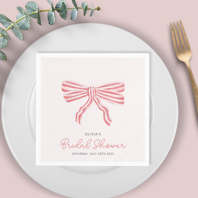  Möhippa för Coquette Bow Pappersservett (Coquette Blush Pink Bow Bridal Shower paper napkins. Matching invites available for bride to be. )