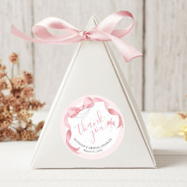 Möhippa för Coquette Rosa Bow & Pearls Runt Klistermärke