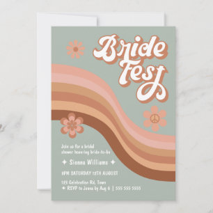 Möhippa för Daisy av Bride Fest Groovy Retro Sage Inbjudningar