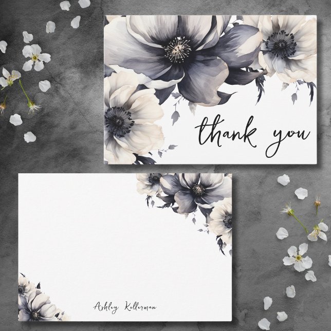 Möhippa för den moderna Elegantens vattenfärgsfärg Tack Kort (Modern Elegant Watercolor Floral Bridal Shower Thank You Card)