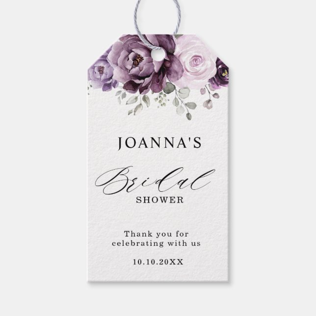 Möhippa för Dusty Lila Blooms Blommigt Presentetikett (Framsidan)