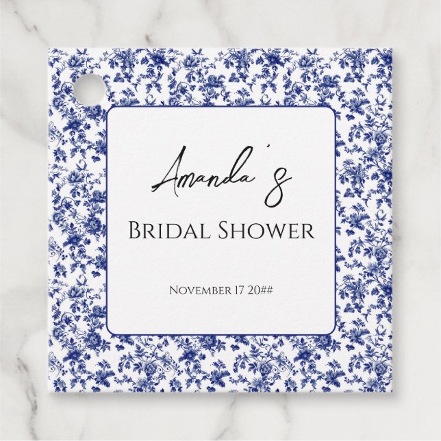 Möhippa för elegant av blått Blommigt Gåvor Etiketter (Framsida)