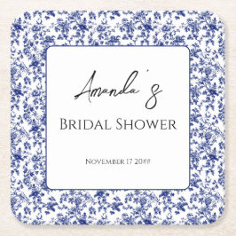 Möhippa för elegant av blått Blommigt Underlägg Papper Kvadrat