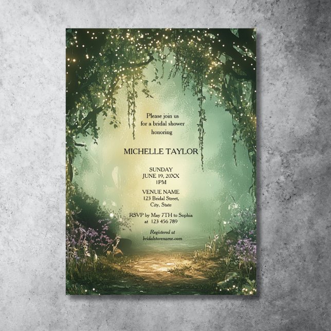 Möhippa för Elegant av Blommigten för Fairy Tale E Inbjudningar (ENCHANted forest bridal shower invitation)