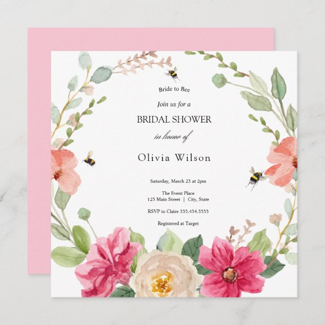 möhippa för elegant av brud till grönsak inbjudningar (Fram/baksida)