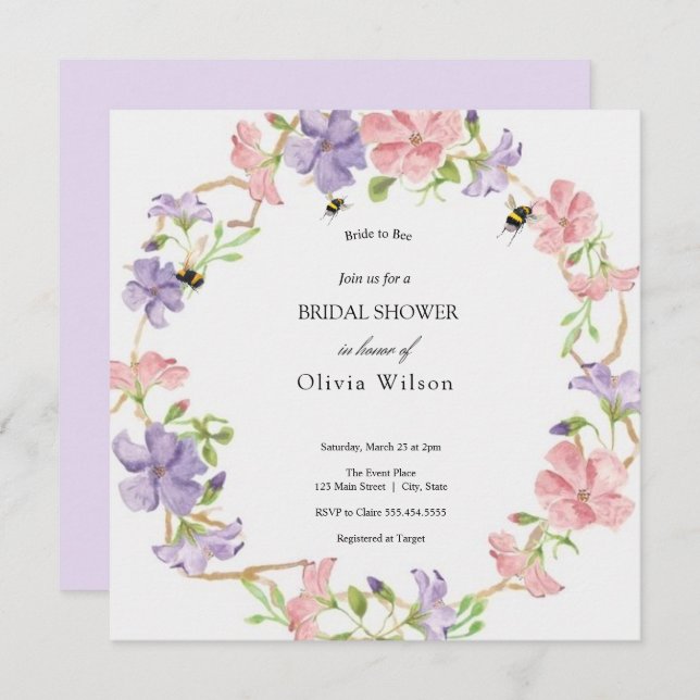 möhippa för elegant av brud till grönsak inbjudningar (Fram/baksida)