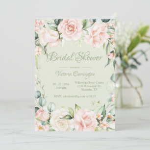 Möhippa för Elegant av Grönt och Rosa Blommigt Inbjudningar