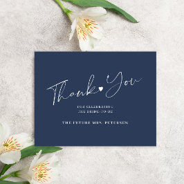 möhippa för elegant av skript, marin blått tack kort